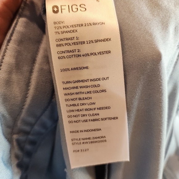 Figs Dusty Blue Zamora Jogger Scrub Pants Womens Size XL PO# 3127 - Picture 4 of 16